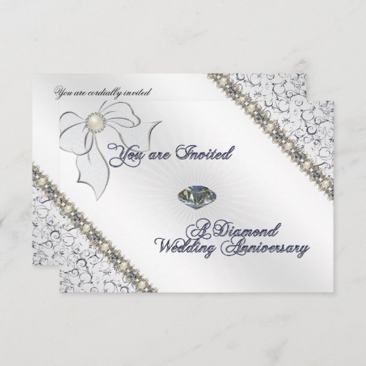 60周年結婚記念日出欠カード 招待状 (正面/裏面)