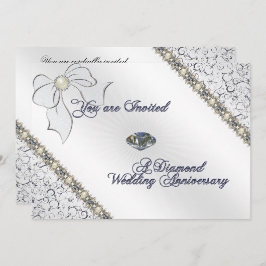 60周年結婚記念日招待状カード 招待状 (正面/裏面)