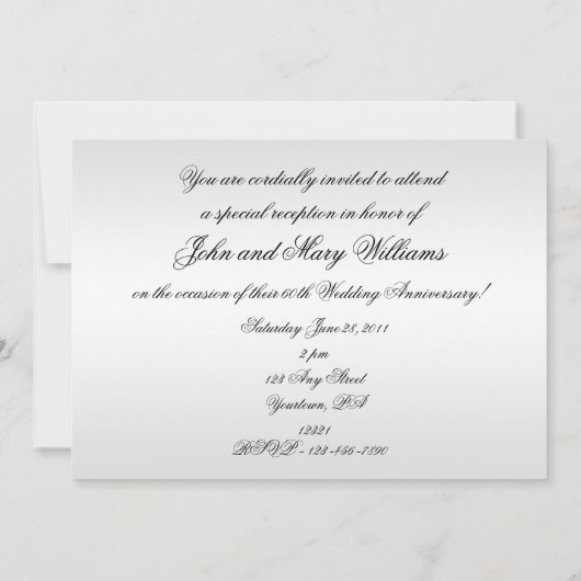 60周年結婚記念日招待状カード 招待状 (裏面)