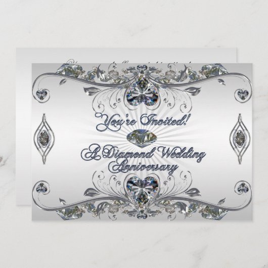 60周年結婚記念日招待状カード 招待状 (正面/裏面)