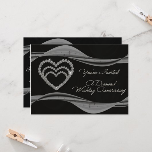 60周年結婚記念日招待状カード 招待状 (正面/裏面インサイチュ)