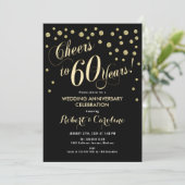 60周年結婚記念日招待状 - ブラック&ゴールド 招待状 (スタンド正面)