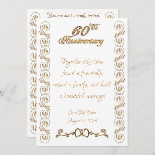 60周年結婚記念日祝賀会 招待状 (正面/裏面)