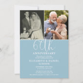 60周年結婚記念日 フォトフレーム 過去と現在 2枚の写真 招待状 (正面)