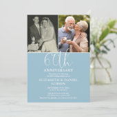 60周年結婚記念日 フォトフレーム 過去と現在 2枚の写真 招待状 (スタンド正面)