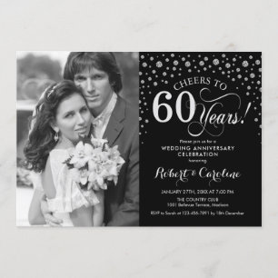 60周年結婚記念日 フォト - シルバー ブラック 招待状