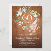 60周年結婚記念日 ラスティックウッド ローズ ガーランド 招待状 (正面)