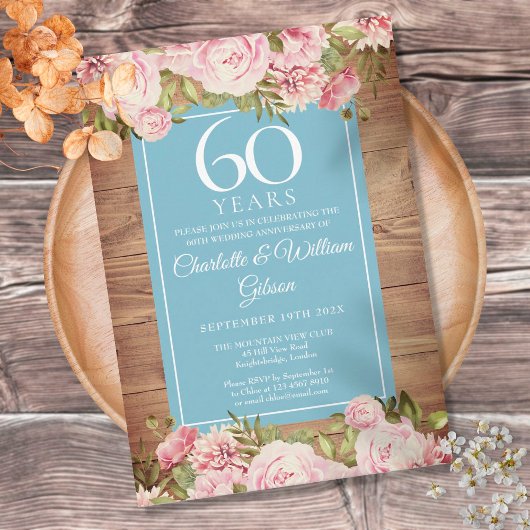 60周年結婚記念日 ラスティックローズ グリーンナリー 招待状