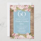 60周年結婚記念日 ラスティックローズ グリーンナリー 招待状 (正面)