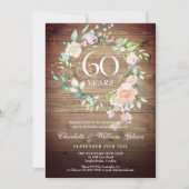 60周年結婚記念日 ローズ ラスティック ウッド 招待状 (正面)
