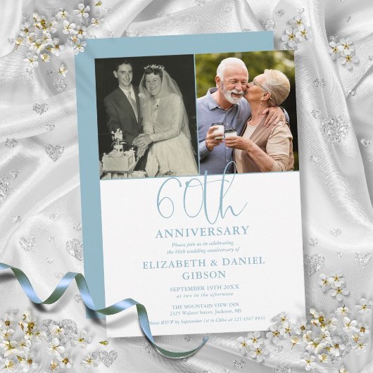 60周年結婚記念日 当時と現在 2枚の写真 招待状