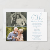60周年結婚記念日　過去と現在　2枚の写真 招待状 (正面)