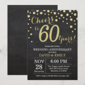 60周年結婚記念日 黒板 ブラック ゴールド 招待状 (正面/裏面)