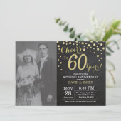 60周年結婚記念日 黒板 ブラック ゴールド 招待状 (スタンド正面)