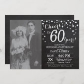 60周年結婚記念日 黒板 ブラック シルバー 招待状 (正面/裏面)
