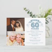 60周年結婚記念日 2枚の写真のお祝い 招待状 (スタンド正面)