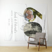 60周年結婚記念日 2枚の写真の背景 タペストリー (インサイチュ(横))