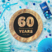 60周年結婚金ゴールドパーティー灯 ペーパープレート (パーティー)