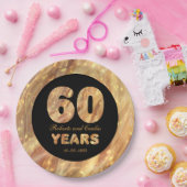 60周年結婚金ゴールドパーティー灯 ペーパープレート (パーティー)