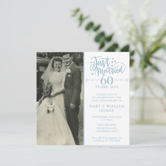 60周年記念たった今結婚しました結婚の写真広場 招待状 (スタンド正面)