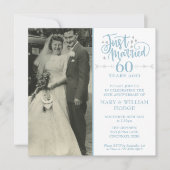 60周年記念たった今結婚しました結婚の写真広場 招待状 (正面)