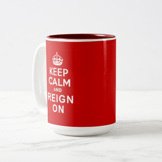 60周年記念のギフトの平静そして統治を保って下さい ツートーンマグカップ (正面左)