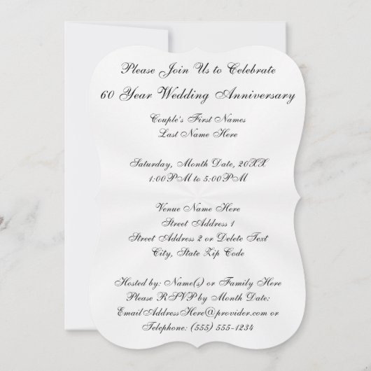 60周年記念の招待状、テンプレートまたは印刷済み 招待状 (裏面)
