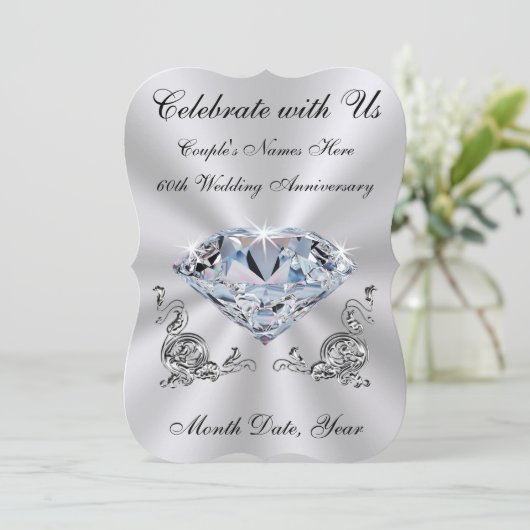 60周年記念の招待状、テンプレートまたは印刷済み 招待状 (スタンド正面)