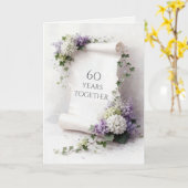 60周年記念の花柄フレーム入り巻物 カード (黄色い花)