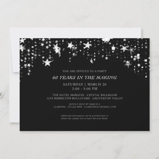 60周年記念の「Then & Now」写真 黒とシルバー 招待状 (裏面)