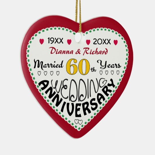 60周年記念ギフトハート型クリスマス セラミックオーナメント (右)