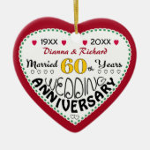 60周年記念ギフトハート型クリスマス セラミックオーナメント (正面)