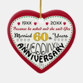 60周年記念ギフトハート型クリスマス セラミックオーナメント (裏面)