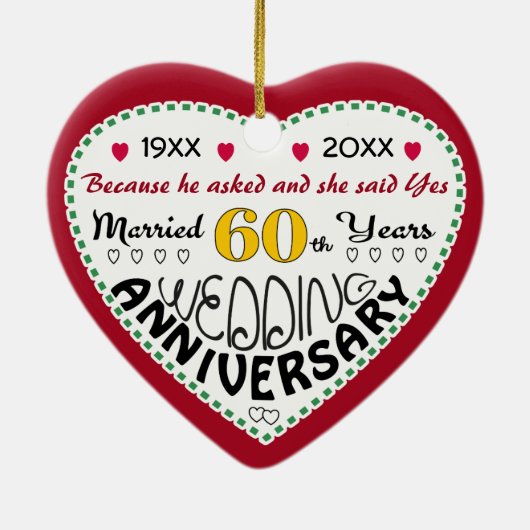 60周年記念ギフトハート型クリスマス セラミックオーナメント (裏面)