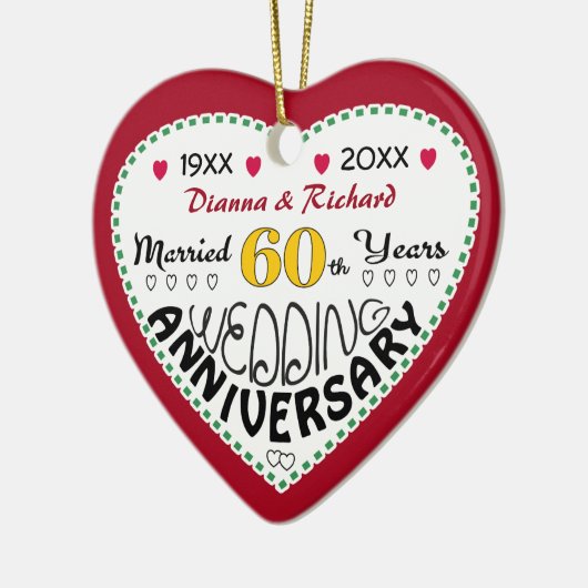 60周年記念ギフトハート型クリスマス セラミックオーナメント (左)