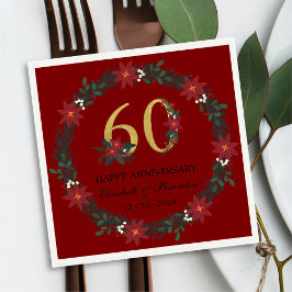 60周年記念クリスマスナパーソナライズされたプキンス スタンダードカクテルナプキン