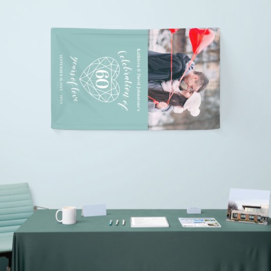 60周年記念ダイヤモンドハートパーソナライズされた写真 横断幕 (トレードショー)