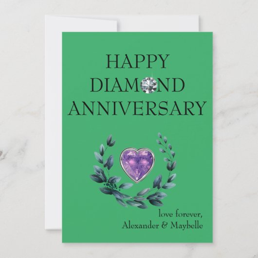 60周年記念ダイヤモンドラブ写真テンプレート 招待状 (裏面)