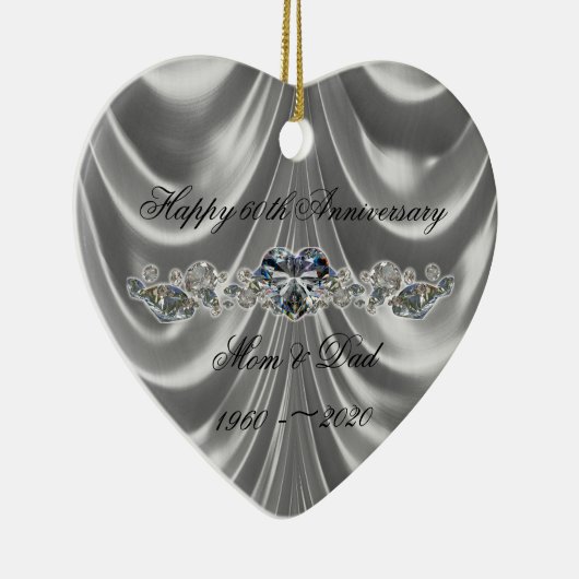 60周年記念ダ結婚イヤモンドハート写真 セラミックオーナメント (右)