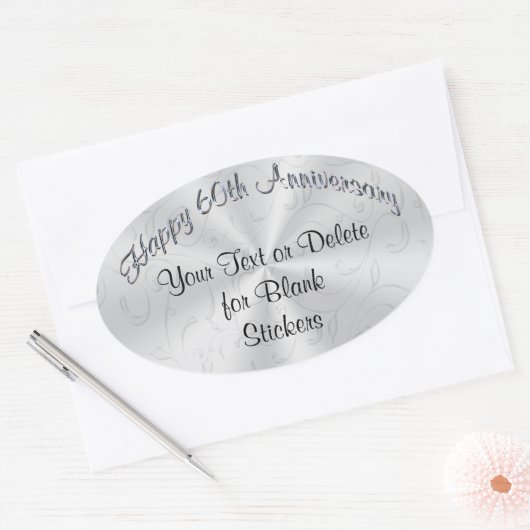 60周年記念パーソナライズされたにテキストをシール 楕円形シール (封筒)