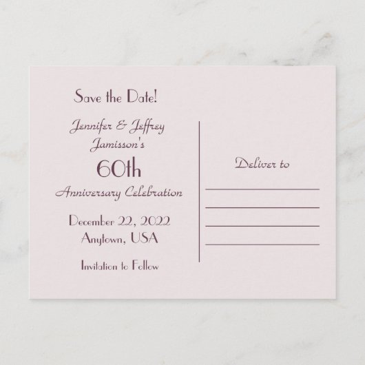 60周年記念パーティーバラはがきを保存 案内ポストカード (裏面)