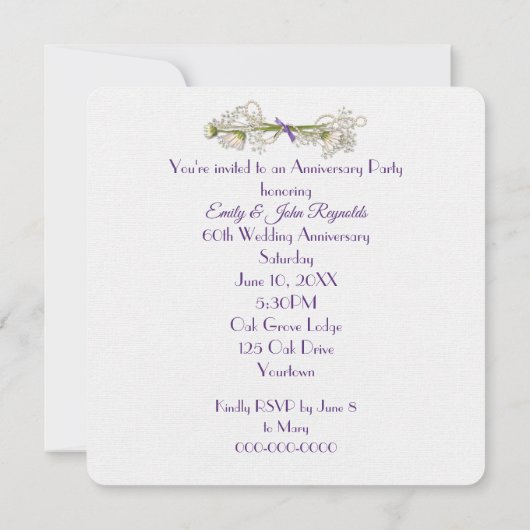 60周年記念パーティーラベンダーリース 招待状 (裏面)