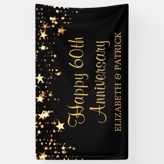 60周年記念モダンスターズブラック&金ゴールド 横断幕 (縦)