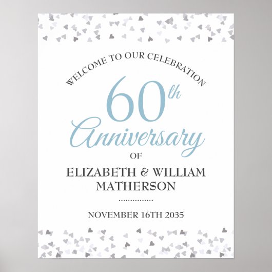 60周年記念ラブハート紙吹雪ウェルカムサイン ポスター (正面)