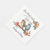 60周年記念ラブバードパーソナライズされたナプキン スタンダードランチョンナプキン (角)