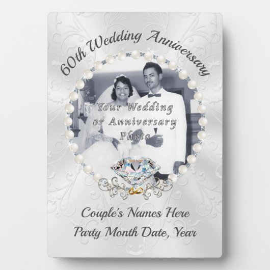 60周年記念写真を結婚パーソナライズ フォトプラーク (正面)