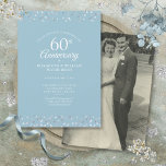 60周年記念写真結婚ハート紙吹雪 招待状<br><div class="desc">シックなタイポグラフィで結婚あなたの特別な写真と60年ダイヤモンドの記念日の情報でパーソナライズ。Thisisnomeによる設計©</div>