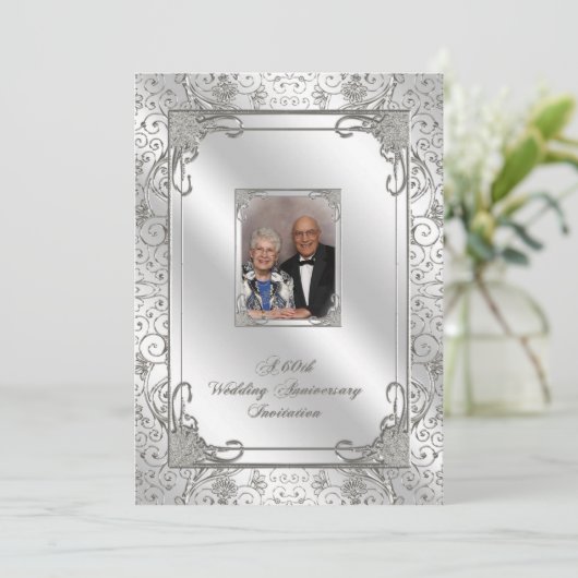 60周年記念写真結婚招待状カード 招待状 (スタンド正面)