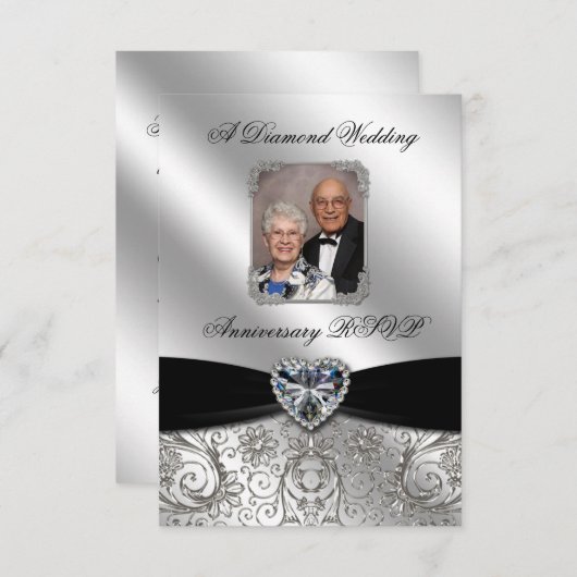 60周年記念写真結婚RSVPカード 出欠カード (正面/裏面)