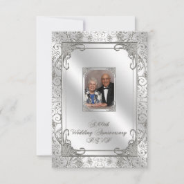 60周年記念写真結婚RSVPカード 出欠カード